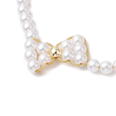 Shell Pearl Link Bracelets BJEW-JB11374-1