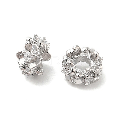 Brass Pave Clear Cubic Zirconia Spacer Beads X-KK-K333-31P-1