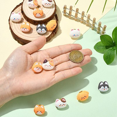 14Pcs 7 Styles Cartoon Cat Resin Lapel Pin Backs JEWB-CJ0003-03-1