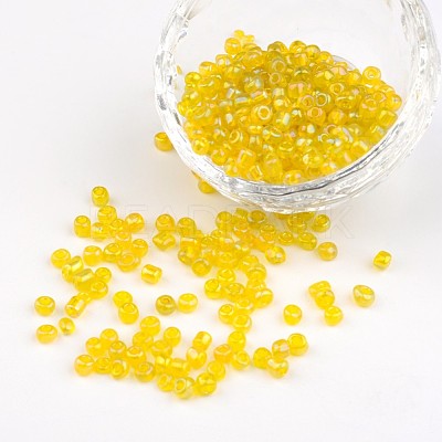 Transparent Rainbow Colours Round Glass Seed Beads X-SEED-A007-4mm-170-1