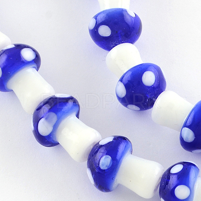 Mushroom Handmade Lampwork Beads Strands LAMP-R116-12-1