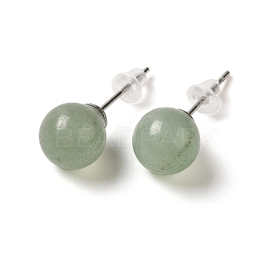 Natural Green Aventurine Stud Earrings LS-G-B075-02P-02-1