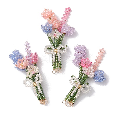 Seed Beads Beaded Charms PALLOY-JF02868-1