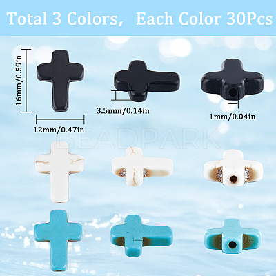 90Pcs 3 Colors Synthetic Turquoise Beads DIY-SC0022-92-1