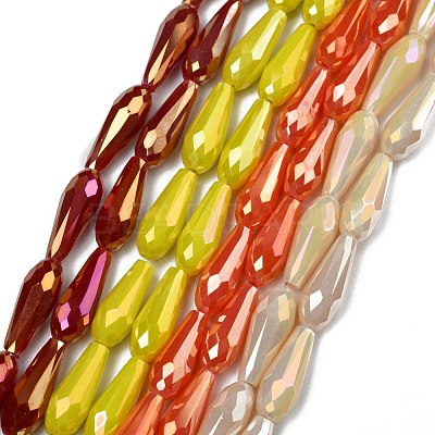 Electroplated Opaque Glass Beads Strands EGLA-L015-FR-B-01-M-1