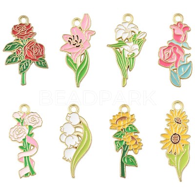 16Pcs 8 Styles Alloy Enamel Pendants ENAM-FS0003-93-1