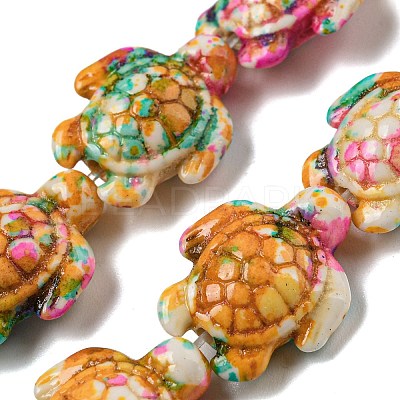 Spray Painted Synthetic Turquoise Beads Strands G-E617-A02-01-1