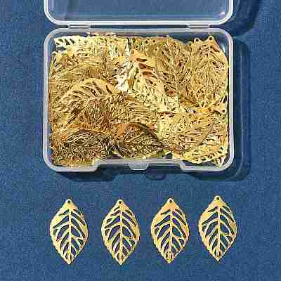 100Pcs Leaf Iron Pendants KK-FS0001-98-1