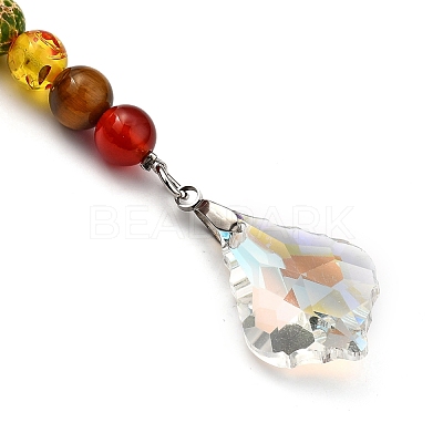 Chakra Leaf Crystal Suncatcher Dowsing Pendulum Pendants PALLOY-JF00460-01-1