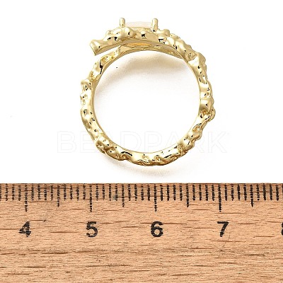 Oval Brass Cat Eye Cuff Rings for Women RJEW-U042-01G-1