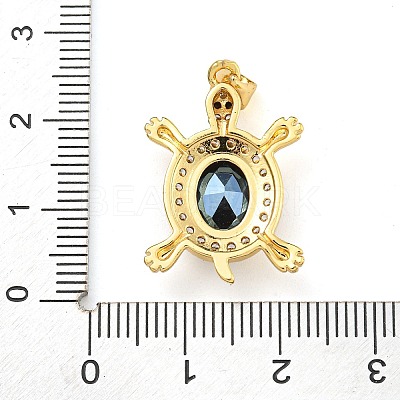 Tortoise Rack Plating Brass Micro Pave Cubic Zirconia Charms KK-G513-78A-07G-1