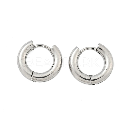 Tarnish Resistant 304 Stainless Steel Huggie Hoop Earrings EJEW-F111-14mm-P-1