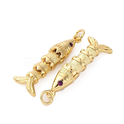 Rack Plating Brass Micro Pave Cubic Zirconia Pendants KK-M309-38E-G-1
