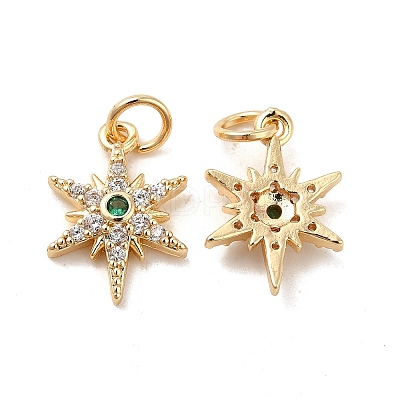 Rack Plating Brass Micro Pave Cubic Zirconia Pendants KK-E081-10G-1