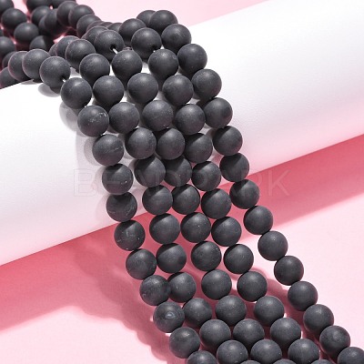 Dyed & Heated Natural Black Agate Beads Strands G-H1617-1