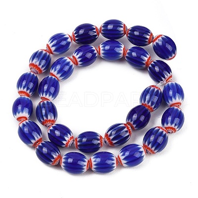 Handmade Millefiori Glass Oval Bead Strands LK-Z001-01A-1