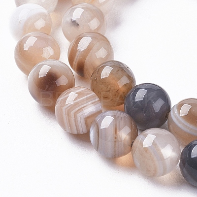Natural Striped Agate/Banded Agate Beads Strands G-G582-6mm-57-1
