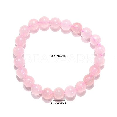 Natural Rose Quartz Beaded Stretch Bracelets B072-1-1