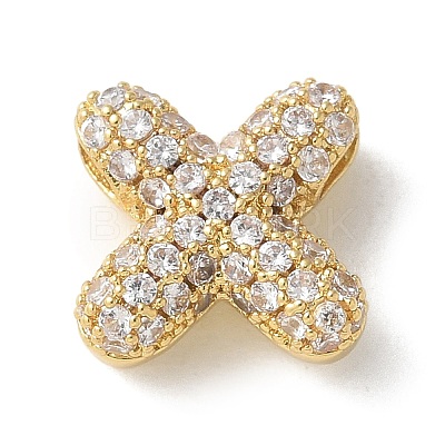 Brass Micro Pave Cubic Zirconia Beads KK-P290-61G-X-1
