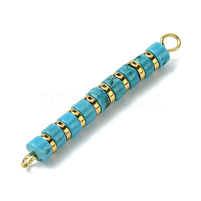 Dyed Natural Magnesite & Electroplated Synthetic Non-magnetic Hematite Heishi Connector Charms PALLOY-JF03291-05-1