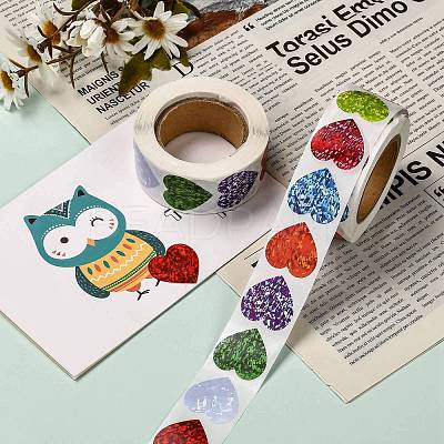 Heart Shaped Stickers Roll X-DIY-K027-A16-1