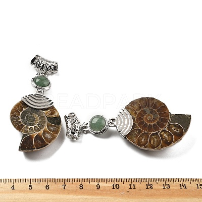 Natural Green Aventurine Fossil Snail Pendants G-F062-02-1