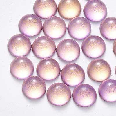 Transparent Spray Painted Glass Cabochons GLAA-S190-013C-F09-1
