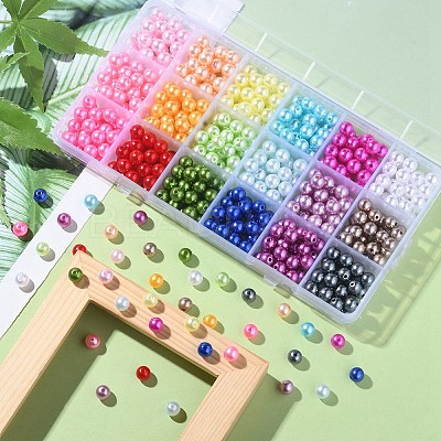 540Pcs 18 Style Spray Painted ABS Plastic Imitation Pearl Beads OACR-YW0001-35B-1
