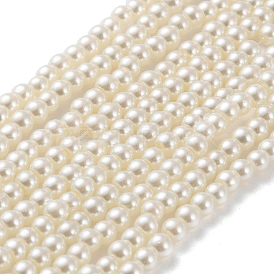 Baking Paint Pearlized Glass Pearl Round Bead Strands HY-Q003-4mm-02-1