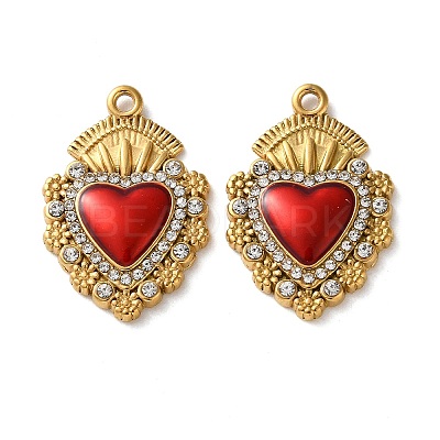 304 Stainless Steel Enamel Pendants STAS-B100-01G-02-1