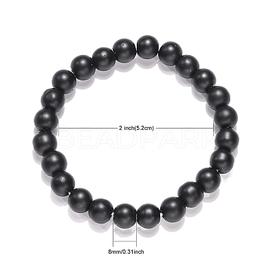Synthetic Black Stone Beaded Stretch Bracelets B072-3-1