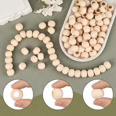 Natural Unfinished Wood Beads WOOD-PA0001-16B-1