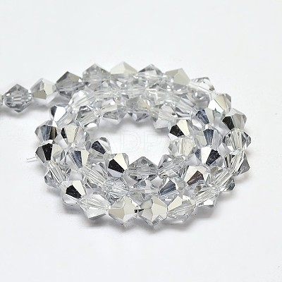 Imitate Austrian Crystal Electroplate Bicone Glass Faceted Bead Strands GLAA-F029-6x6mm-B01-1