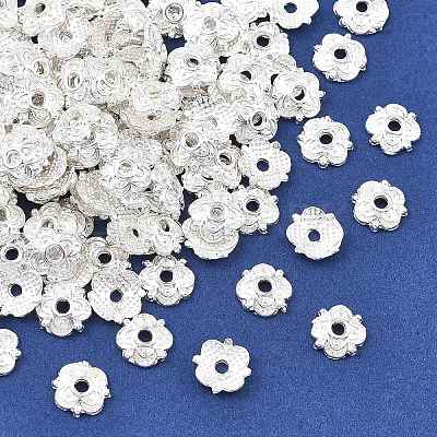 4-Petal Tibetan Style Alloy Flower Bead Caps TIBE-S222-S-RS-1
