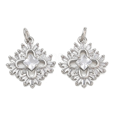 Brass Micro Pave Clear Cubic Zirconia Pendants CU-CBA01AA-37P-1