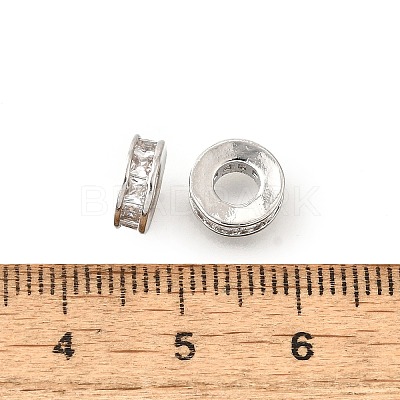 Round Ring Brass Micro Pave Clear Cubic Zirconia Beads KK-V008-16P-1