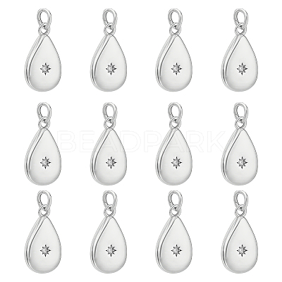 12Pcs Brass Micro Pave Clear Cubic Zirconia Pendants ZIRC-BC0001-33P-1