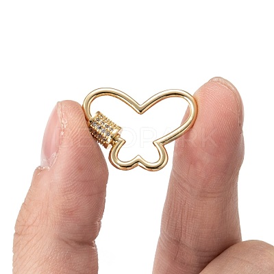 Brass Micro Pave Cubic Zirconia Screw Carabiner Lock Charms KK-I657-15G-1