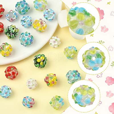 8Pcs 8 Colors Handmade Bumpy Lampwork Beads LAMP-YW0004-17-1