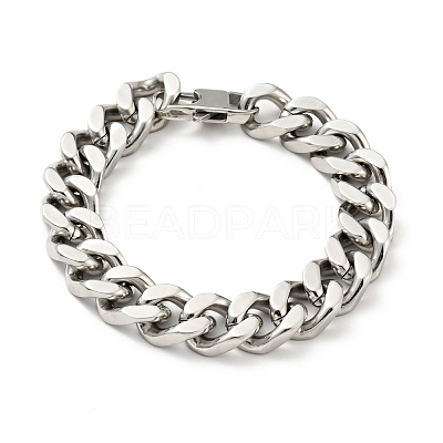 Non-Tarnish 201 Stainless Steel Curb Chain Bracelet for Men Women BJEW-H550-06B-P-1