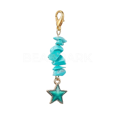 Planet/Star/Flat Round Alloy Enamel Pendant Decorations HJEW-JM01621-1