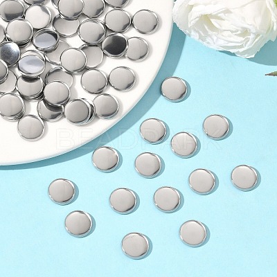 Non-Tarnish Flat Round 304 Stainless Steel Plain Edge Bezel Cups X-STAS-S028-28-1