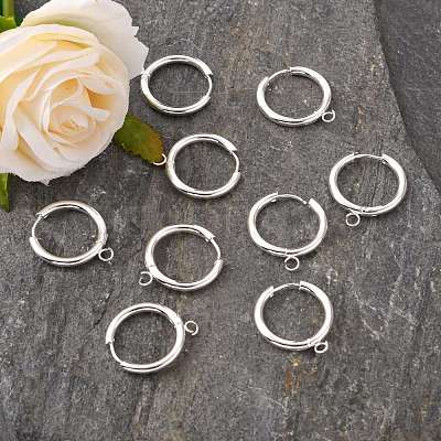201 Stainless Steel Huggie Hoop Earring Findings STAS-P283-01H-S-1