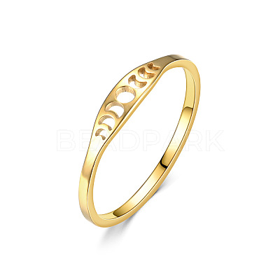Hollow Moon Phase 304 Stainless Steel Finger Rings FS-WG454BE-04-1