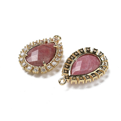 Natural Rhodonite Faceted Teardrop Pendants G-I375-01G-17-1