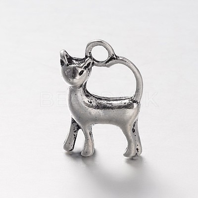 Tibetan Style Alloy Kitten Pendants TIBEP-A22091-AS-FF-1