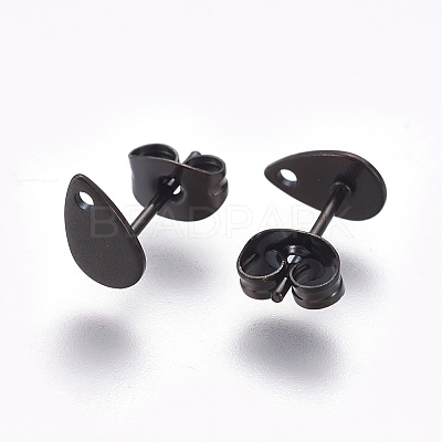 304 Stainless Steel Stud Earring Findings Ion Plating(IP) STAS-O119-11B-B-1