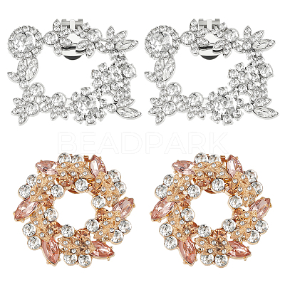 4Pcs 2 Style Alloy Rhinestone Shoe Buckle Clips AJEW-FG0003-32-1