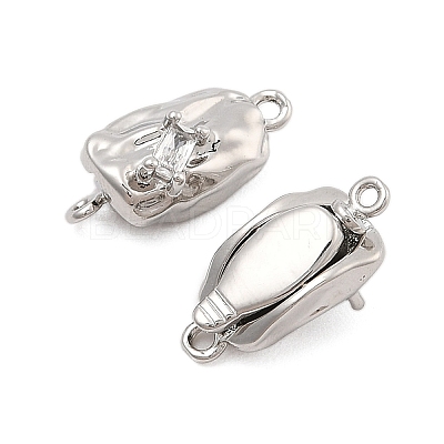 Brass Micro Pave Clear Cubic Zirconia Box Clasps KK-C075-15P-1