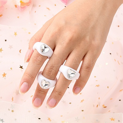 Opaque Acrylic Finger Rings RJEW-Q162-001F-1